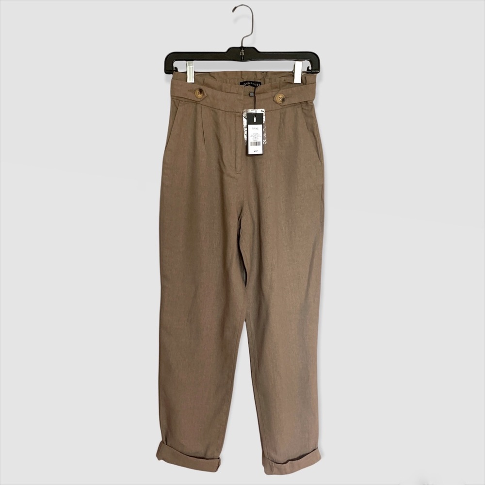 beige/brown linen paperbag pants 🤎